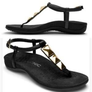 Vionic Women Nala Ankle Leather Thong T strap Sandals Flats shoes sz 9